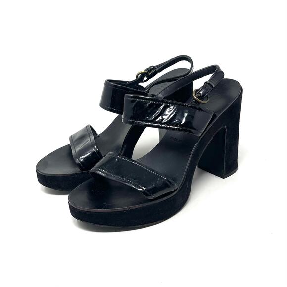 MUI MUI Black Platform Sandals - Patent Leather and Suede - Size 39 - Picture 2 of 10